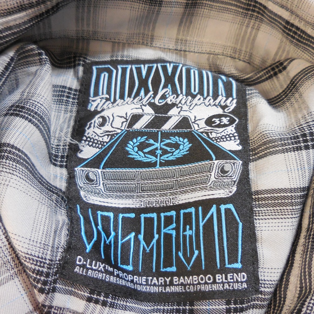 Dixxon Flannel Co Vagabond Grey Black Plaid Bamboo Blend SS Shirt Mens 3X Pearl - Picture 5 of 5